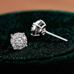 925 Sterling Silver Moissanite Stud Earrings Round Halo Hip Hop Fashion Jewelry For Men Women With Screw Back GRA