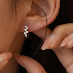 Boucles d'Oreilles Clous en Argent Sterling S925 Moissanite Hip Hop Carré Géométrique Incrusté Bijoux de Mode Unisexe