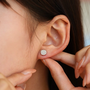 Moissanite S925 sterling silver hip hop stud earrings with micro-pave round setting for men