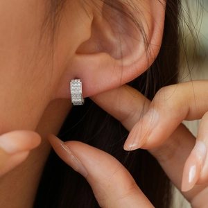 Boucles d'oreilles créoles carrées en argent 925 et moissanite pour hommes et femmes