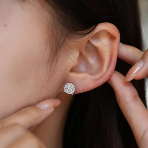 Moissanite S925 sterling silver pave-set round stud earrings for men and women