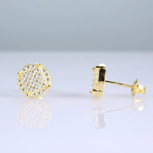Macro view of S925 silver moissanite stud earrings with secure screw-back design