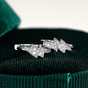 Boucles d'Oreilles Clous Éclair en Argent Sterling 925 Moissanite Hip Hop Iced Out Bijoux de Piercing Géométriques pour Hommes Femmes