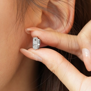 Boucles d'oreilles créoles en argent 925 avec moissanite et pointes punk pour hommes et femmes