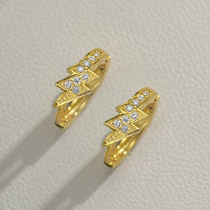 Boucles d'oreilles éclair en argent S925 doré avec pierres en moissanite scintillantes
