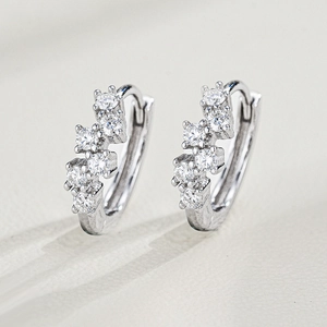 Boucles d'oreilles créoles géométriques en argent 925 avec moissanite pour hommes et femmes