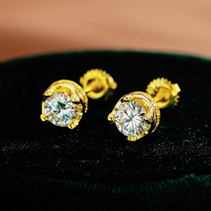 Luxury 925 Sterling Silver Moissanite Stud Earrings For Men Women Hip Hop Round Crown Inlaid Fashion Earring Jewelry Gift
