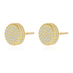 Classic round 18K gold S925 silver moissanite stud earrings with pavé diamond setting