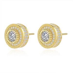 Boucles d'oreilles moissanite en argent 925 doré avec design halo de diamants