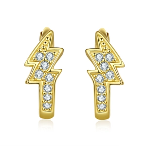 Boucles d'oreilles éclair en argent S925 doré avec pierres moissanites étincelantes