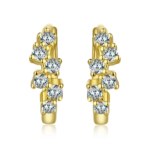 Boucles d'oreilles en argent S925 et moissanite avec pavage géométrique doré étincelant