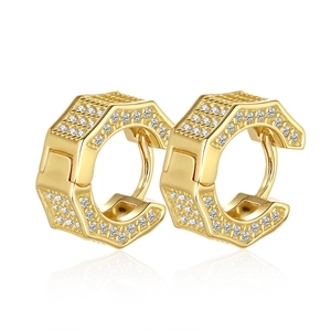 Boucles d'oreilles géométriques de luxe en argent 925 et moissanite plaquées or