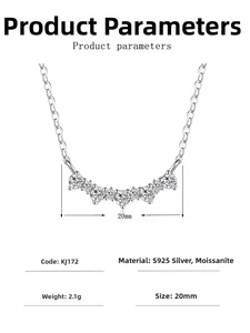 Detailed specifications of S925 silver moissanite necklace with 20mm pendant width