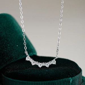 925 Sterling Silver Moissanite Smile Arch Pendant Necklace With GRA Certificate Elegant Clavicle Chain Jewelry For Women