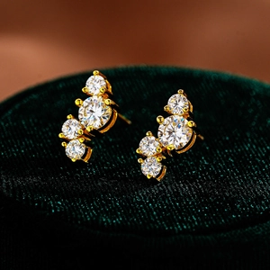 Boucles d'oreilles asymétriques géométriques en argent 925 moissanite 0,5CT