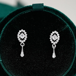 Boucles d'Oreilles Clous Mauvais Œil en Argent Sterling 925 Avec Moissanite Incrustée Or Blanc Électroplaqué Bijoux Hip Hop Mode Femme Cadeau