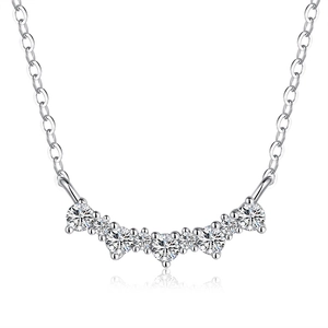 Elegant S925 sterling silver smile necklace with brilliant round moissanite pendant stones