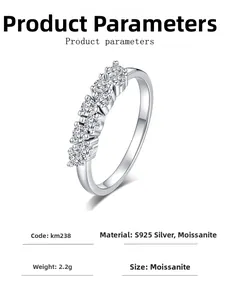 Detailed view of S925 silver moissanite ring with specifications and 2.2g weight