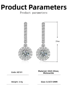 Specifiche tecniche degli orecchini girasole in argento S925 e moissanite da 0,5 carati