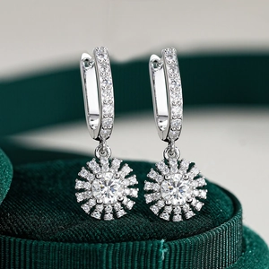 Orecchini Pendenti in Argento Sterling 925 Girasole Moissanite Con Certificato GRA Eleganti Gioielli Scintillanti Regalo Per Donna