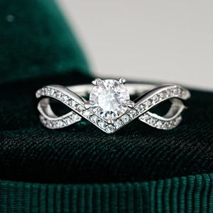 925 Sterling Silver Moissanite Ring For Women 0.5ct Infinity Symbol Inlaid Round Cut Engagement Wedding Jewelry Gift With GRA Certificate