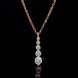Collier en argent sterling S925 et moissanite en or rose avec pendentif à cinq pierres