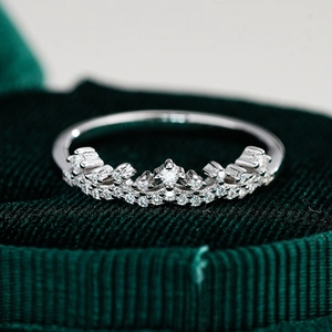 S925 Sterling Silver Crown Ring For Women Elegant Moissanite Inlaid Hip Hop Style Wedding Party Finger Ring With GRA Certificate