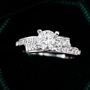 Luxurious S925 sterling silver ring with multi-layer pave moissanite in a gift box