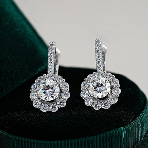 Luxury 925 Sterling Silver Moissanite Stud Earrings For Women Men Round Cut Halo D Color Hip Hop Fashion Jewelry Earrings