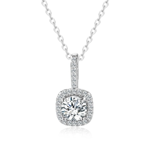 Collier Pendentif en Argent Sterling 925 Moissanite pour Femme Couleur D 1ct Design Halo Bijoux Classiques Avec Certificat GRA