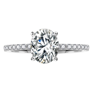 Bague en argent S925 avec moissanite ovale de 3 carats et monture classique à quatre griffes