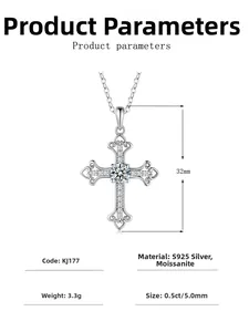 Macro detail of S925 silver cross pendant featuring vintage filigree and 0.5ct moissanite