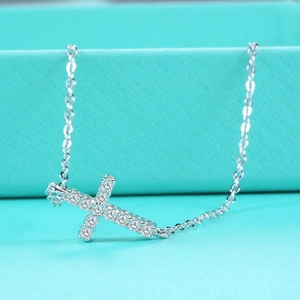 Sparkling S925 sterling silver cross bracelet with D-color white moissanite stones