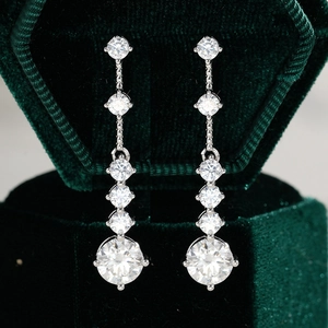 925 Sterling Silver Moissanite Stud Earrings For Women Men Hip Hop Round Inlaid Moissanite Dangle Drop Earrings Fine Jewelry Gift
