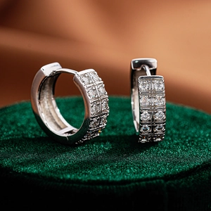 S925 Sterling Silver Moissanite Stud Earrings For Men Women Hip Hop Double Row Pave Round Hoop Earrings With GRA Certificate