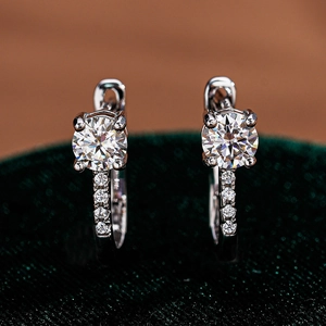 Classic U-Shaped 925 Sterling Silver Moissanite Zirconia Hoop Earrings For Women Sparkling Inlaid Fashion Jewelry Gift