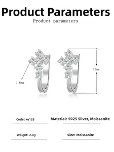 Spécifications de taille pour boucles d'oreilles créoles croix en argent moissanite