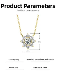 Détail du pendentif tournesol en argent 925 avec moissanite 1ct et placage or