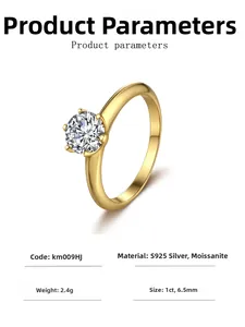 Fiche technique de la bague moissanite 1ct en argent S925 montrant le poids de 2,4g
