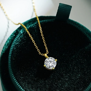 Klassische 925er Sterlingsilber-Moissanit-Halskette mit 14-Karat-Goldbeschichtung