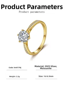 Détail macro de la bague moissanite 1ct avec serti six griffes et anneau en argent S925