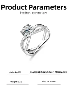 Spécifications de la bague de fiançailles couronne en argent S925 et moissanite 1ct