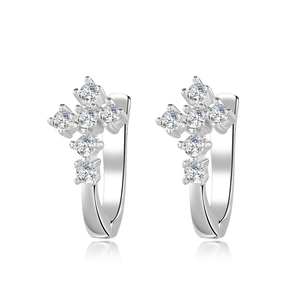 Boucles d'oreilles créoles croix en argent S925 avec zircons cubiques brillants