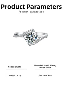 Macro detail of S925 sterling silver twisted ring band with 1ct moissanite stone