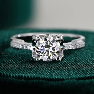 Bague en Argent Sterling 925 Moissanite Classique Quatre Griffes Strass Bague de Fiançailles Mariage Bijoux Minimalistes Cadeau Femme