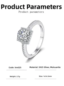 Macro detail of S925 silver halo ring featuring 1ct Moissanite stone and pave setting