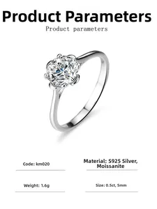 Macro shot of 0.5ct moissanite set in a 925 sterling silver four-prong petal mount