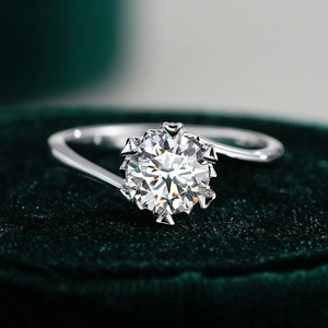 Classic 925 Sterling Silver Moissanite Ring For Women Six Claw Crown Twisted Band Snowflake Engagement Wedding Fine Jewelry