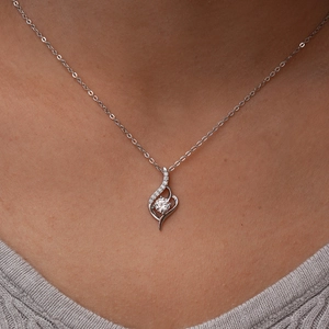 Classic S925 silver necklace featuring a 0.5ct moissanite teardrop pendant for women