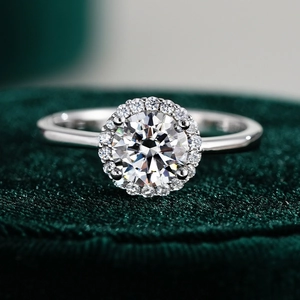 925 Sterling Silver Halo Ring Round Brilliant Cut Moissanite Wedding Engagement Ring Luxurious Inlaid Zirconia Jewelry For Women Anniversary Gift